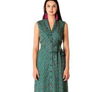 WaywardFancy/eshakti Sleeveless ButtonDown Graphic Print TieWaist Shirtdress
